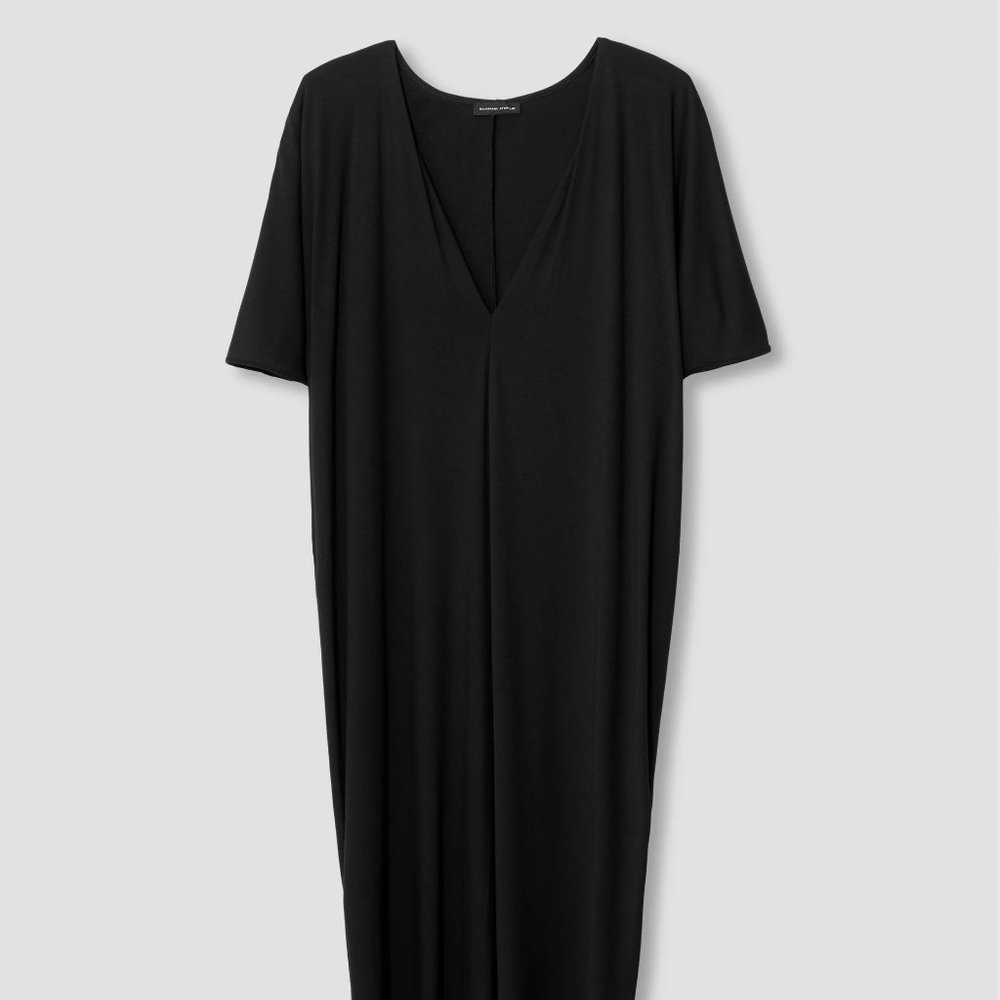 Universal Standard Teresa Liquid Jersey V-Neck Dress 10-12 Black